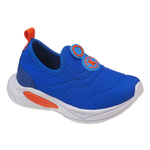 Tênis Infantil Masculino Calce Fácil K Bordado Azul com Laranja Kidstep - Image 3