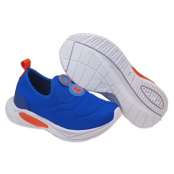 Tênis Infantil Masculino Calce Fácil K Bordado Azul com Laranja Kidstep - Image 4