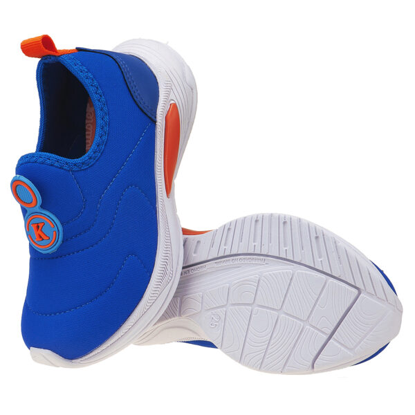 Tênis Infantil Masculino Calce Fácil K Bordado Azul com Laranja Kidstep - Image 5